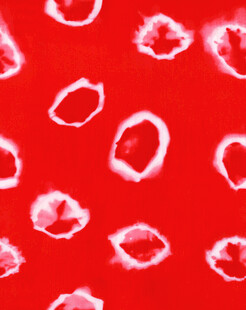 红色背景上的白色唇印图案