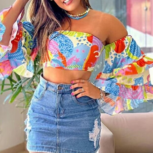 缤纷热带植物豹纹图案