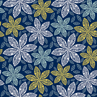 蓝底花卉无缝图案纹理