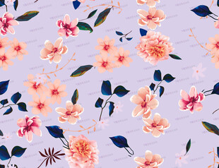 淡紫色花卉图案布料