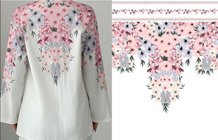 花卉刺绣白色上衣图案