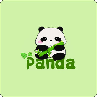 可爱熊猫吃竹子插画