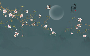 新中式喜上眉梢手绘梅花背景墙