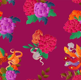 中式花卉动物吉祥图案