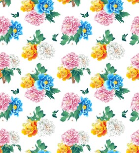 多彩花卉无缝图案设计