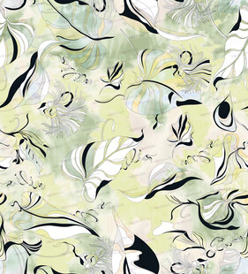 清新水墨风抽象植物图案