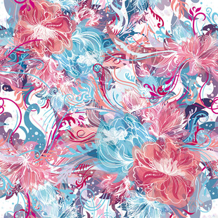 梦幻花卉水彩图案