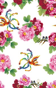 花鸟牡丹图案中式传统风