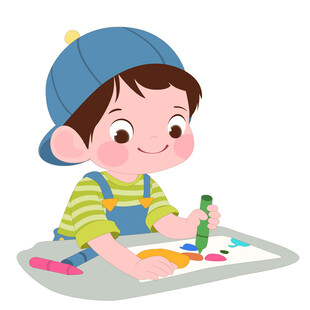 男孩美术课涂鸦画画培养兴趣爱好
