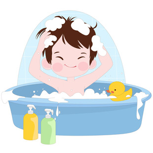 男孩洗澡泡泡浴养成良好生活习惯