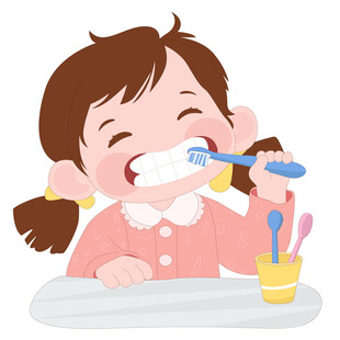 女孩刷牙洗漱养成良好生活习惯