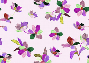 粉色背景多彩花卉图案
