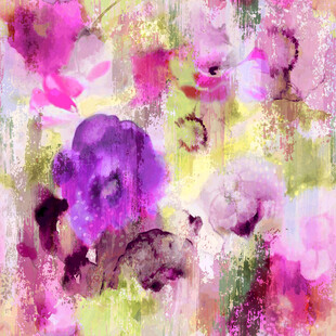 梦幻多彩花卉抽象画