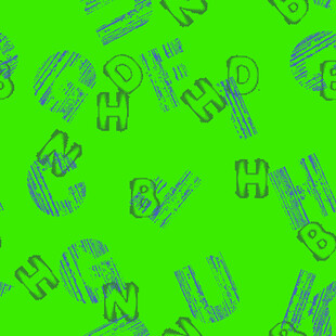 绿色背景上的多彩字母图案