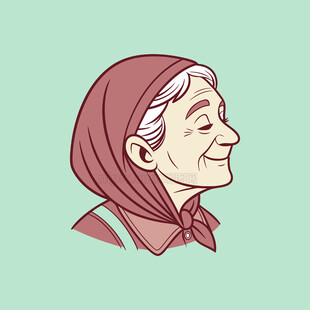 矢量老奶奶人物头像