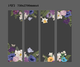 玻璃门  花卉图案设计