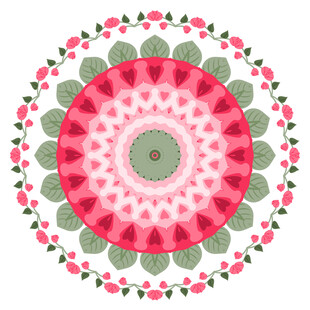 圆形花卉曼陀罗图案设计