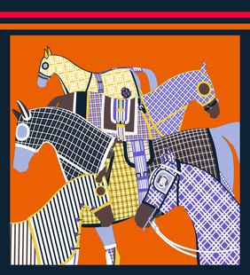 抽象风格的多彩马匹画作