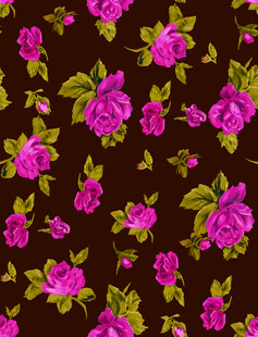 深棕底粉色花卉图案