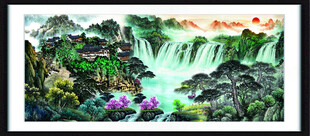 聚宝盆山水画 