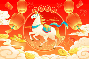 马年春节新年插画