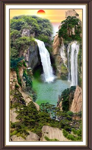 山水瀑布美景图