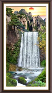 山水瀑布风景画