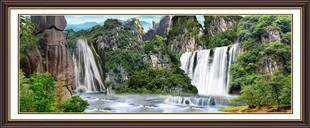 壮丽山水瀑布景观画