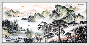 旭日东升国画山水