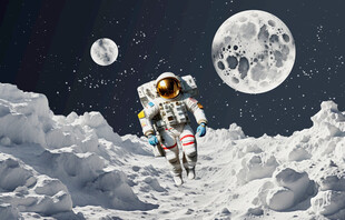 宇航员月球星空背景墙