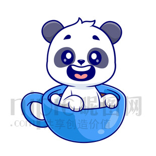 杯子里的可爱熊猫