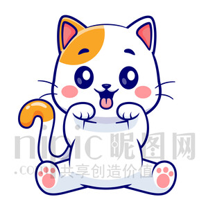 可爱坐姿小猫卡通形象