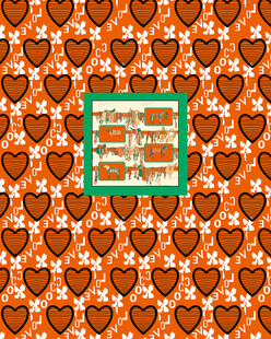 心形图案中的矩形框元素 网纱