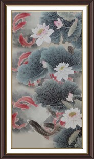 中式荷花装饰画