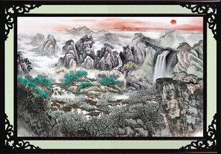 聚宝盆山水画 