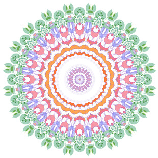 多彩圆形曼陀罗花纹图案