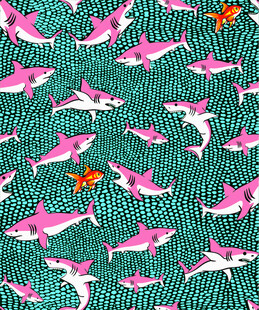 粉色鲨鱼图案布料纹理