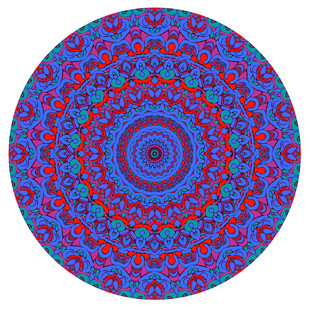 圆形红蓝曼陀罗图案