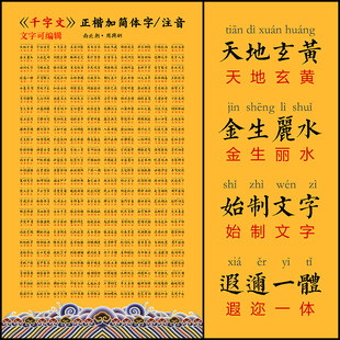 千字文 带拼音 可编辑