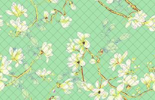 浅绿色底白色花朵图案