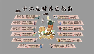 中医药文化十二时辰养生馆店墙面