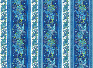 蓝底花卉条纹图案设计