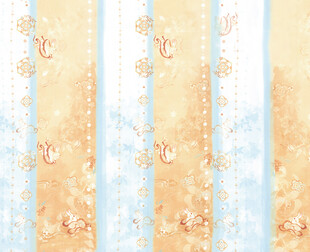 淡蓝与米黄条纹花卉