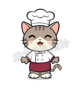 可爱猫咪厨师形象