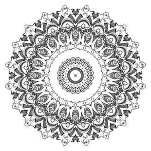 圆形黑白手绘古典花纹