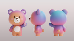 三色渐变小熊玩偶