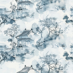 水墨古风山水图景