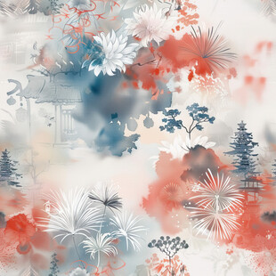 水墨花卉抽象艺术画作