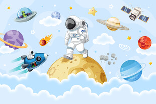 梦幻宇宙星球卡通宇航员太空背景