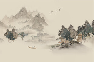 水墨山水间的静谧景致